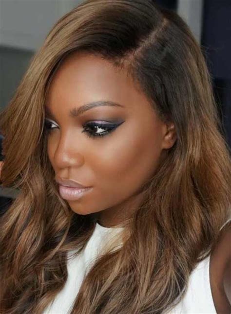 dark skin with dark brown hair|hair color that compliments darkskin.